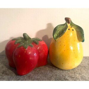 Pair of Strawberry and Pear Salt and Pepper Shakers  # 1863
